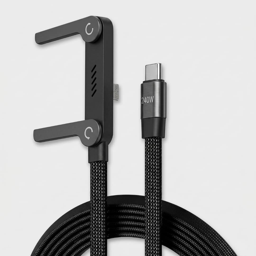 240W Type-C Fast Charging Cable with Foldable Phone Stand | USB-C Charging Cable