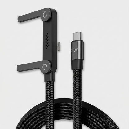 240W Type-C Fast Charging Cable with Foldable Phone Stand | USB-C Charging Cable
