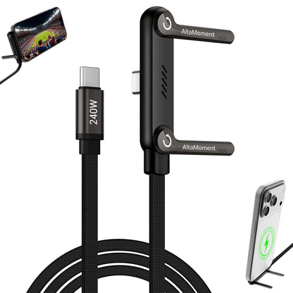 240W Type-C Fast Charging Cable with Foldable Phone Stand | USB-C Charging Cable